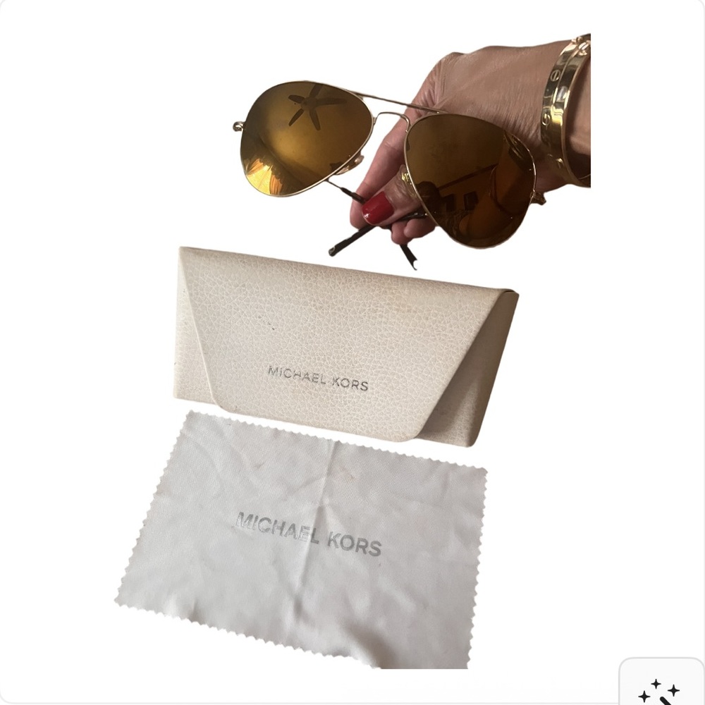 Michael Kors Gold-Tinted Aviator Sunglasses
